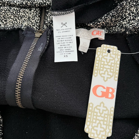 GB BLACK METALLIC STRETCH MINI SEXY DRESS SIZE XS NWTS! - Picture 17 of 17